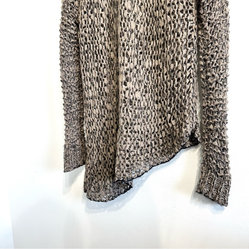 Helmut Lang tattered tape taupe asymmetrical alpaca wool blend sweater open knit - Picture 7 of 12